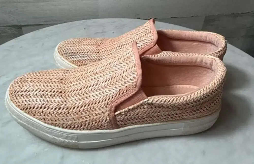 Soda Women's Raffia Woven Slip-On Platform Sneakers